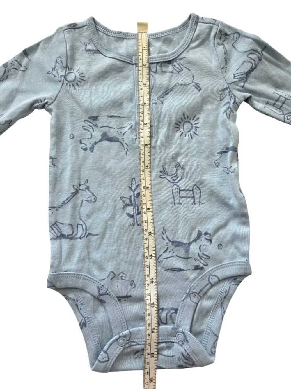 Carter’s Baby Bodysuit 9M Blue Woodland Animal Long Sleeve Cozy NWT
